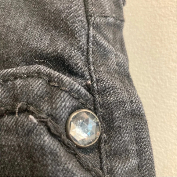 ARIAT Sz 30R Onyx Jeans Rhinestone Studs Washed Black Slim Leg Mid Rise Jeans - Picture 4 of 13